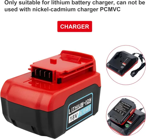 Vista 6 de Futurebatt Paquete de 1 batería PC18B PC18B de iones de litio de 6000 mAh de alto rendimiento de 18 V para cable Porter, batería PC18B PC18BL
