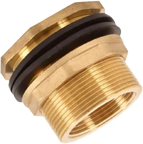 Vista 10 de Conector de tanque de agua de latón macizo macho de 1/2 pulgada hembra de 3/4 pulgadas, montaje de mamparo con 2 anillos de goma estabilizadores