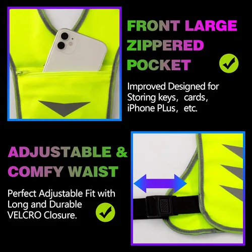 Vista 3 de Chaleco reflectante para correr con bandas reflectantes para mujeres y hombres, chaleco reflectante de seguridad para caminar, correr, ciclismo por
