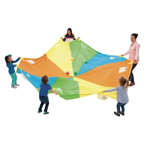 Vista 11 de Excellerations Brawny Tough - Paracaídas de juego arcoíris de 6 pies para niños