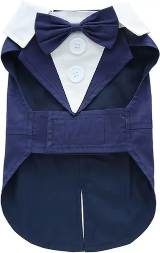 Vista 7 de Esmoquin para cachorro con corbata de moño desmontable, para graduación, boda, uso formal, disfraz de príncipe para perros pequeños (XS, negro)