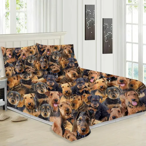 Vista 2 de Airedale Terrier - Juego de funda de edredón para amantes de los perros, juego de edredón para perros Bingley Terrier, juego de ropa de cama Perro