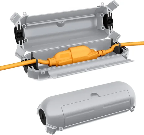 Vista 12 de RESTMO Paquete de 2 fundas compactas para cable de extensión para exteriores, caja impermeable IP44 y funda de seguridad, ideal para proteger