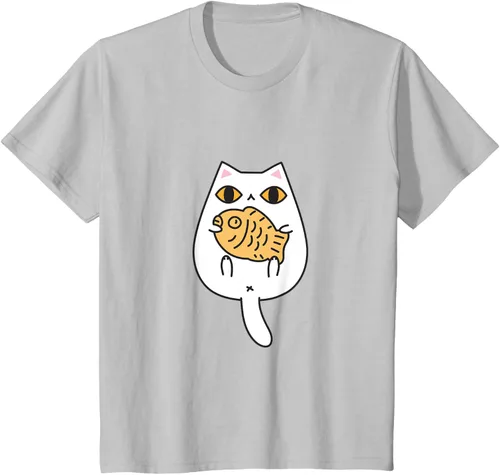 Vista 7 de Lindo gato playera Taiyaki y gato camisa Blanco
