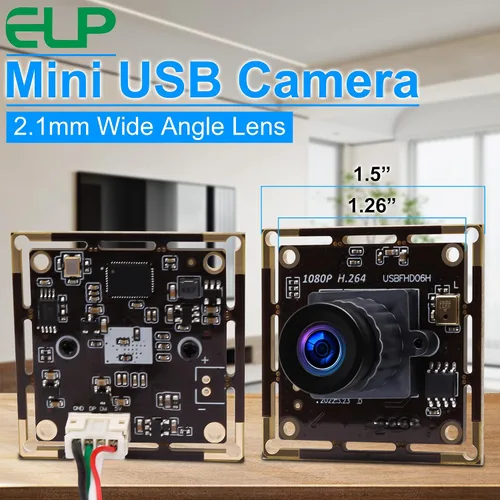 Vista 9 de ELP Cámara USB de poca luz 2MP 1080P Sony IMX323 Sensor USB Módulo de cámara USB con micrófono, lente gran angular de 0.000 in, placa de cámara web