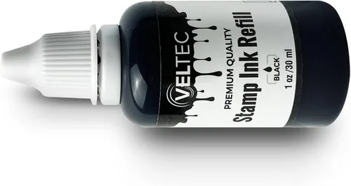 Vista 2 de Veltec Tinta de repuesto de sello autoentintado, botella exprimible – 1 oz (negro)