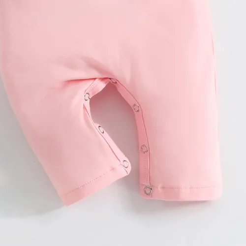 Vista 7 de Yoxindax Trajes de bebé recién nacido, traje de conejo, mameluco lindo con gorro para niñas (0-3 meses), Rosado