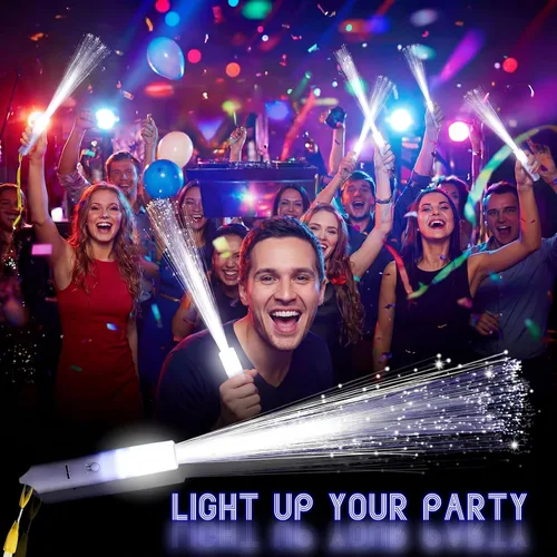 Vista 5 de Jecery 24 varitas de fibra óptica blancas a granel, luces LED de boda, varitas iluminadas con 3 modos de parpadeo para despedida de soltera