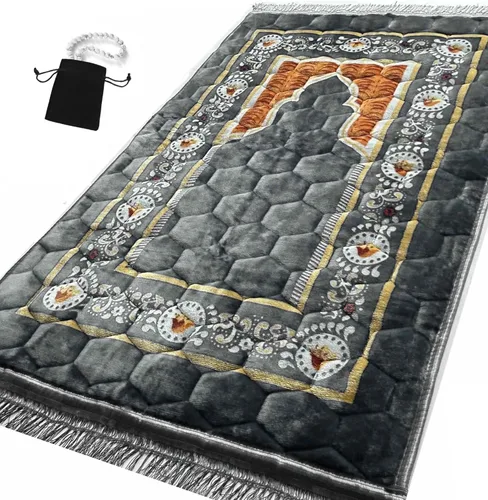 Vista 9 de Alfombra de Oración Musulmana Islámica - Alfombra de Oración Sajadah Muy Gruesa y Acolchada para Hombres y Mujeres con Cuentas de Oración del Islam