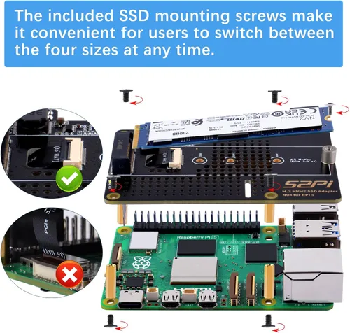 Vista 7 de GeeekPi N04 Adaptador M.2 NVMe a PCIe para Raspberry Pi 5, Soporta SSD M.2 NVMe 2230 2242 2260 2280