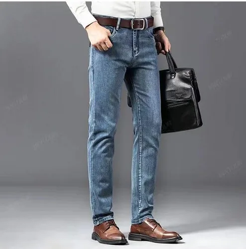 Vista 3 de JANTTAWEAR Vaqueros rectos regulares para hombre, jeans elásticos rasgados