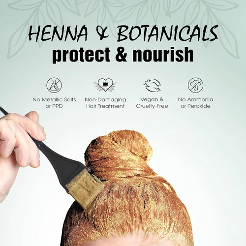 Vista 6 de Light Mountain Tinte y acondicionador de cabello de henna, tinte para el cabello castaño rojizo para hombres y mujeres, polvo orgánico de hoja