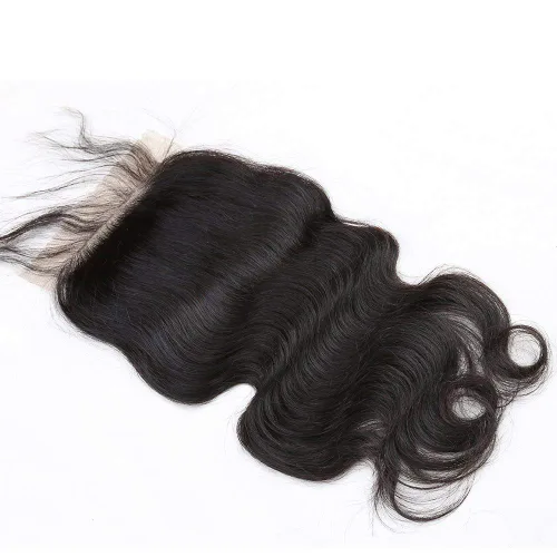 Vista 6 de Cabello humano con base de seda 4x4 con cierre de encaje con cabello de bebé, ondulado, cierre de cabello virgen brasileño, parte libre, color Parte