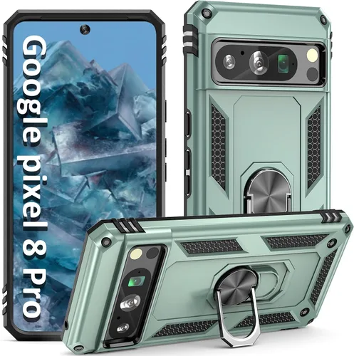 Vista 12 de ADDIT Pixel 8 - Funda para Google Pixel 8, con anillo de soporte, soporte ajustable, grado militar, protección resistente, a prueba de golpes