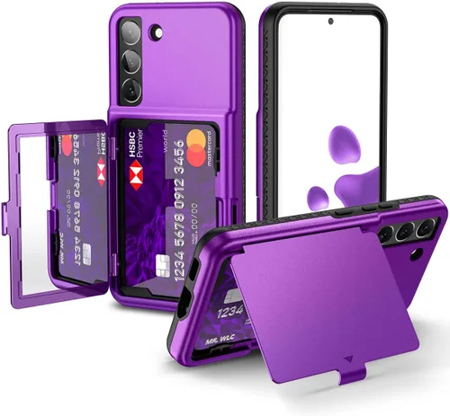 Vista 9 de WeLoveCase Funda tipo cartera para Samsung Galaxy S22 con tarjetero y espejo oculto, protección completa, a prueba de golpes, diseñada para Samsung