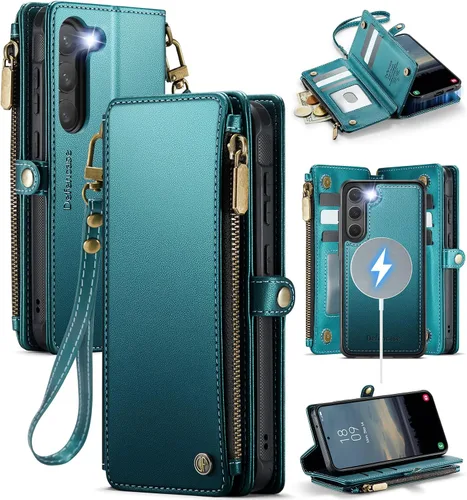 Vista 14 de Defencase Funda Cartera Magnética para Samsung Galaxy S23+/ S23 Plus Compatible con Magsafe con Bloqueo RFID, Cremallera y Portarjetas, Funda