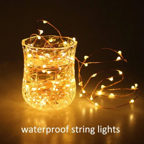 Vista 4 de Guirnalda de luces LED de 99 pies con 300 luces para dormitorio, patio, interior/exterior, impermeable, luces de cobre para cumpleaños, boda