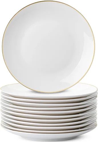 Vista 19 de BTaT- Platos de postre blancos, 8 pulgadas, juego de 12, platos pequeños para aperitivos, regalos de Navidad