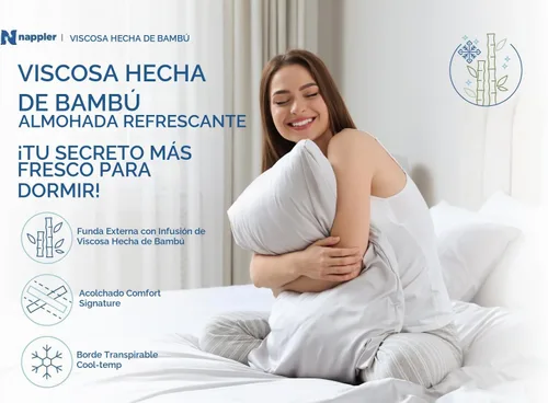 Vista 4 de Nappler - Almohada refrescante para durmientes calientes - Juego premium de 2 almohadas de cama tamaño estándar - Espuma viscoelástica triturada