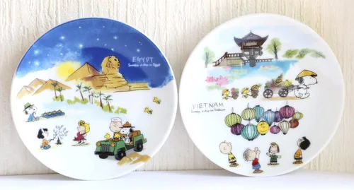 Vista 7 de Australia Canada Snoopy Mini Plato, Juego de 2
