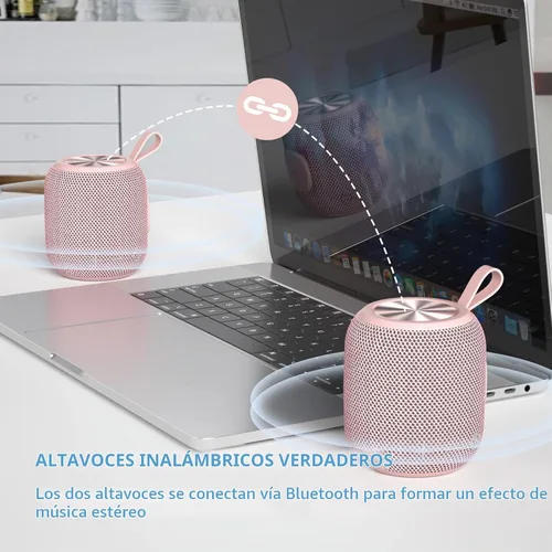 Vista 5 de Altavoces Bluetooth portátiles inalámbricos impermeables IPX7 Bluetooth 5.0 doble emparejamiento mini altavoz de ducha, sonido envolvente estéreo