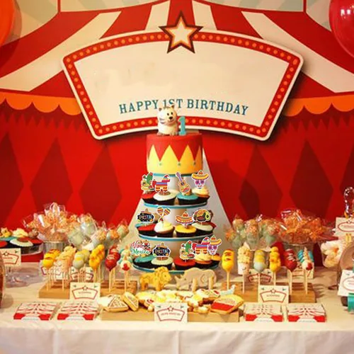 Vista 6 de Paquete de 40 adornos para cupcakes de fiesta de cactus, burro, maraca, sombrero, pimienta, guitarra, magdalenas, para fiesta mexicana, baby shower