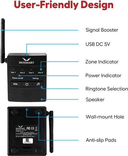 Vista 9 de Sistema de sensor inalámbrico de alarma de entrada Hosmart de 1/2 milla Sistema de alerta de sensor de entrada resistente a la intemperie, sensor