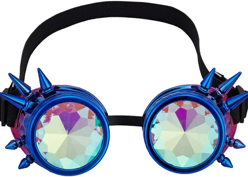 Vista 71 de Gafas caleidoscopio para raves trippy psicodélico steampunk con lentes de cristal de difracción de prisma arcoíris