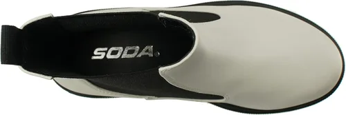 Vista 3 de Soda Reeve Botín de tobillo Chelsea con plataforma y suela de tacón bajo para mujer con doble elástico