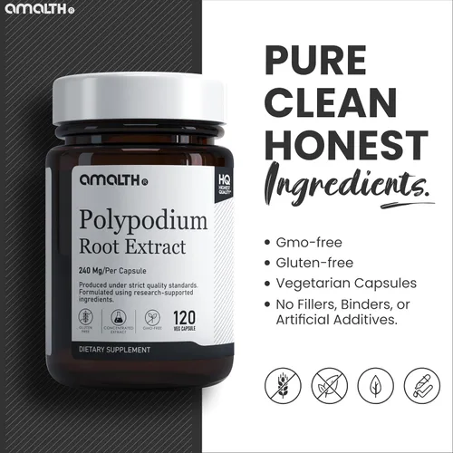 Vista 6 de AMALTH Polypodium Leucotomos Cápsulas 240 mg Suplemento de extracto de Polypodium Leucotomos Suplemento de extracto de Polypodium Leucotomos