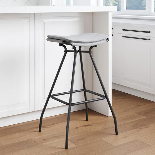 Vista 10 de Nathan James Kirsten - Taburete escandinavo de madera sin espalda, taburete de bar Boucle con patas cónicas de madera maciza, color marrón claro