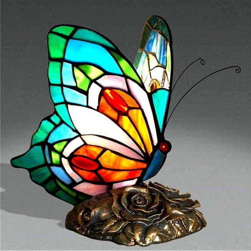 Vista 14 de KY&BOSAM Lámpara de Mesa Celta Irlandesa Tiffany Estilo Trébol Lámpara de Escritorio Luz Nocturna de Vidrio Emplomado 14 Pulgadas de Alto 8 Pulgadas