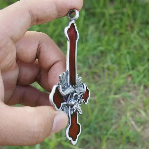Vista 6 de Lucifer Baphomet LAVEYAN Demon Skull Surtur Ragnarok Cosplay Punk Gothic Rock Heavy-Metal Biker Surfer Skater Tribal Jewelry Protection Amuleto