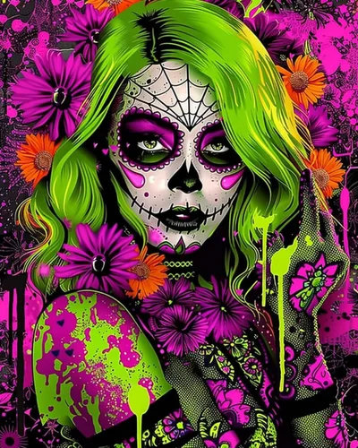Vista 30 de Kits de pintura de diamantes 5D para adultos, Terror Girl Taladro completo, punto de cruz de diamante redondo, no hables, pintura de diamantes por