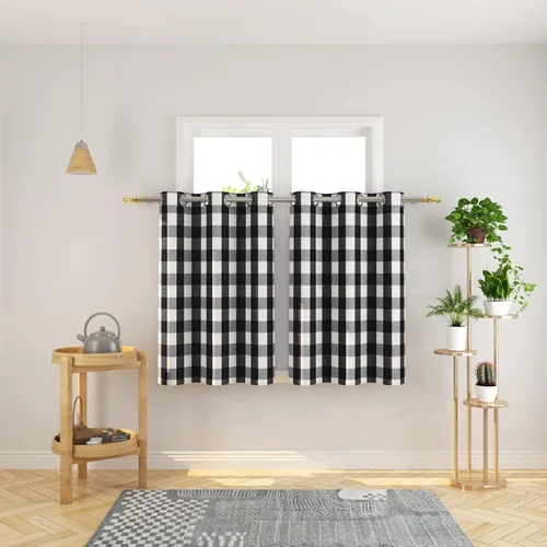 Vista 60 de Cortinas de 24 pulgadas de largo con diseño Buffalo Check Gingham Plaid para ventanas de cocina y baño, tratamiento para ventanas con 2 paneles