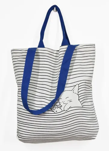 Vista 2 de VigourTrader Bolso de hombro de lona de algodón puro para mujer, beckoning cat, Viaje