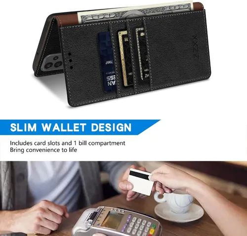 Vista 4 de ZZXX Funda tipo cartera para Samsung Galaxy A23 5G/4G con bloqueo RFID, ranura para tarjetas, función atril, cierre magnético, funda protectora