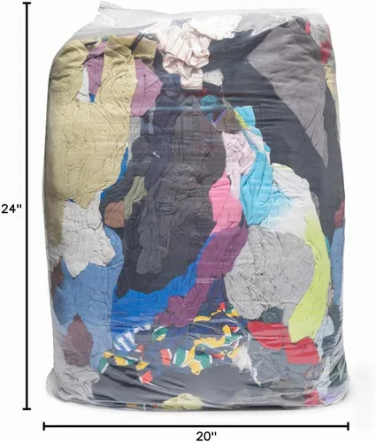 Vista 7 de Buffalo Industries (10085PB) Trapos de tela de camiseta multicolor reciclados, bolsa de 50 lb., trapo multiusos para limpieza, derrames de pintura