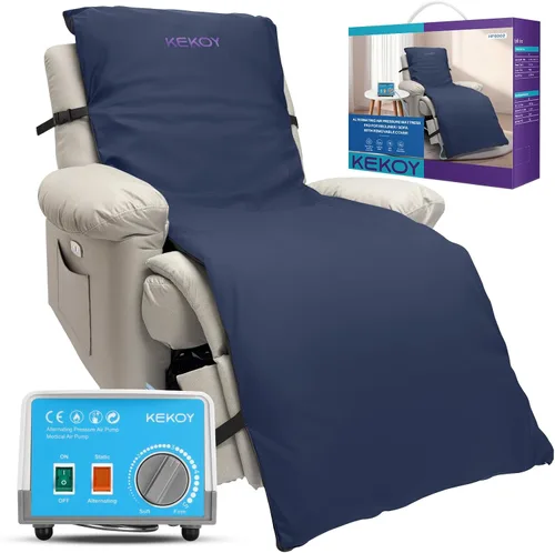Vista 2 de Kekoy Almohadilla de colchón de presión de aire alterna para cama y silla reclinable, diseño antideslizante mejorado, cojín de alivio de presión