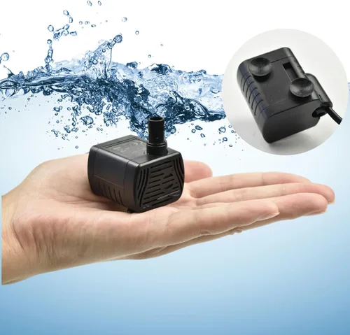 Vista 5 de CONQUERALL DC 3.5-9V DC micro bomba sumergible interfaz USB 200L/h caudal ajustable, adecuado para paneles solares, fuente de gato