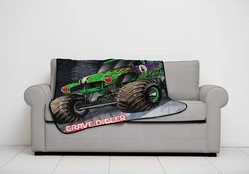 Vista 5 de Jay Franco Monster Jam Slash - Manta de 5 piezas, incluye manta, cortinas