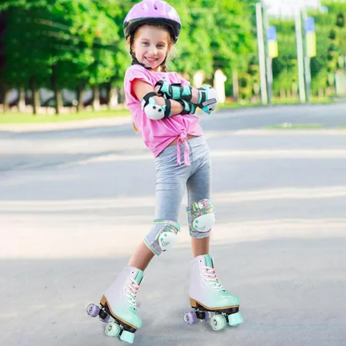 Vista 4 de jessie Roller Skates for Girl and Women, PU Leather Flash Kids Roller Skates, Fantasy Adjustable Four-Wheel Beginner Girl Skates Roller Skates Girls