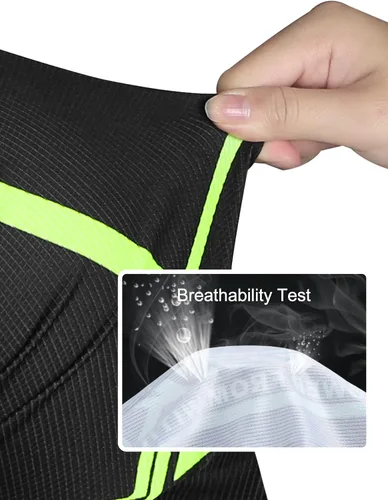 Vista 5 de INBIKE Conjunto de camiseta de ciclismo para hombre, reflectante, transpirable, traje de ciclismo de secado rápido, con pantalones cortos acolchados