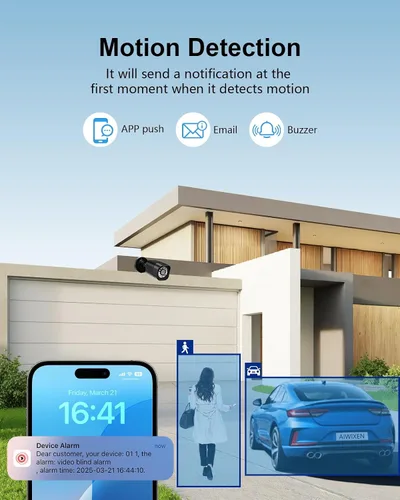 Vista 7 de Sistema de cámara de seguridad con cable de 1080P, DVR de vigilancia CCTV AIWIXEN 8CH con disco duro de 1 TB, 4 x cámaras de seguridad con cable