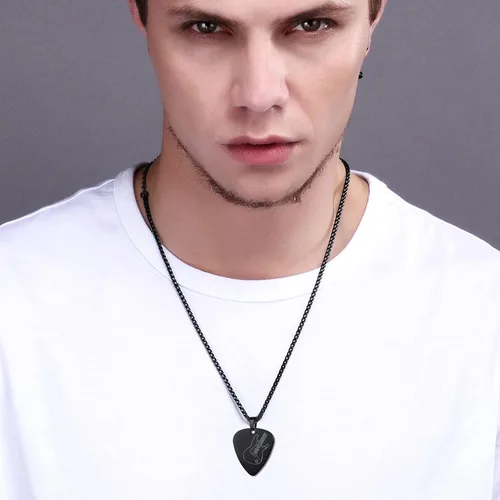 Vista 9 de U7 Collar de Música Punk Hip Hop, Púa de GuitarraGuitarraMicrófonoAuriculares Colgante con Cadena para Hombres y Mujeres, Joyería de Música R&B