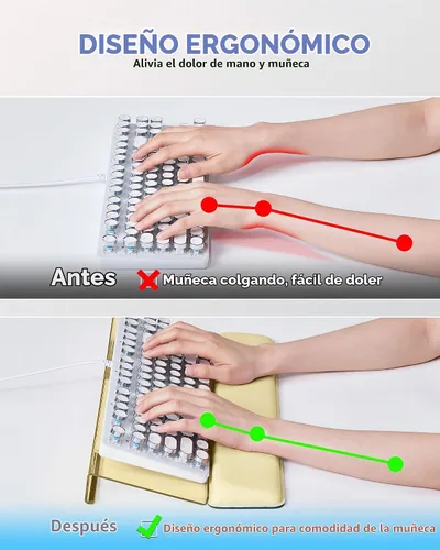 Vista 4 de Laborio Soporte de muñeca para teclado de computadora para escritorio, soporte para teclado para escribir fácilmente con almohadilla de muñeca