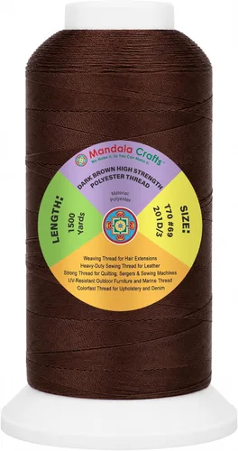 Vista 50 de Mandala Crafts Airforce Blue Tex 70 - Hilo de poliéster para tapicería 1500 Yds T70 UV Resistant Strong Thread for Leather Sewing, Marine