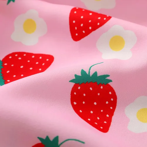 Vista 7 de Falda de verano para niñas pequeñas, vestido sin espalda con tirantes y estampado de helado Fresa