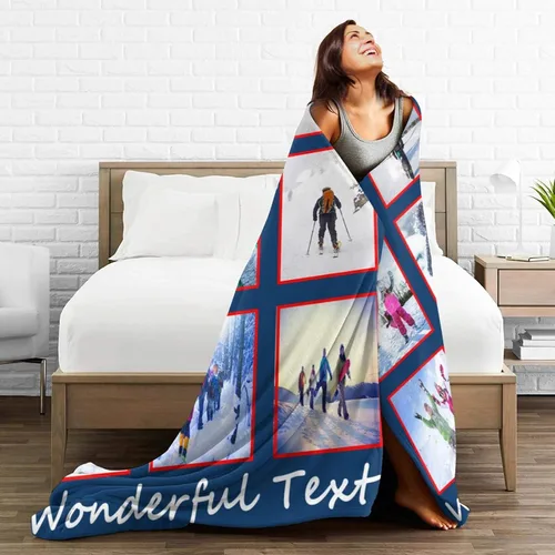 Vista 5 de mamz Manta personalizada con texto fotográfico, manta personalizada con imagen para bebé, madre, padre, adultos, amigos, amantes, perros, mascotas