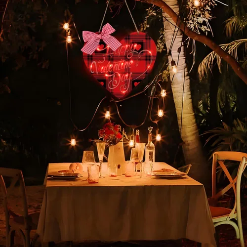 Vista 3 de Letrero de San Valentín para el hogar, decoración iluminada para colgar en la pared de la puerta delantera de San Valentín